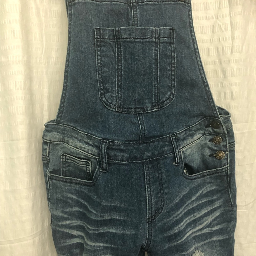 Machine Distressed Bib Overalls - Picture 3 of 8